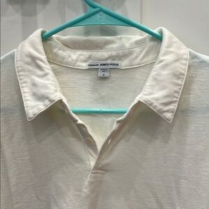 James Perse White Polo Shirt Classic Design